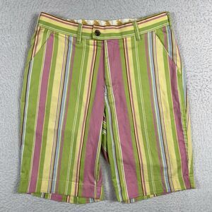 Loudmouth Shorts‎ Mens 32 Green Pink Pastel Striped Preppy Casual Golfer Active